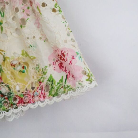 Lulus Gorgeous Aura White Floral Print Embroidered Ruffled Mini Skirt - Small - Picture 6 of 9